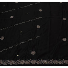 Load image into Gallery viewer, Sanskriti Vintage Indian Black Saree Art Silk Hand Beaded Fabric Ethnic Sari Kundan
