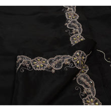 Load image into Gallery viewer, Sanskriti Vintage Indian Black Saree Art Silk Hand Beaded Fabric Ethnic Sari Kundan
