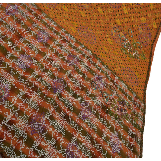 Sanskriti Vintage Antique Vintage Indian Saree Pure Georgette Silk Hand Beaded Sustainable Fabric Sari Sequins
