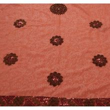 Load image into Gallery viewer, Antique Vintage Indian Saree Georgette Embroidery Craft Fabric Sari Ribbon Peach
