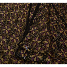 Load image into Gallery viewer, Sanskriti Vintage Indian Black Saree Net Mesh Hand Beaded Woven Fabric Sari Glass
