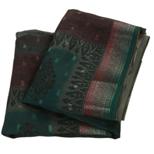 Load image into Gallery viewer, Sanskriti Vintage Indian Saree Art Silk Green Woven Painted Craft Fabric Sari
