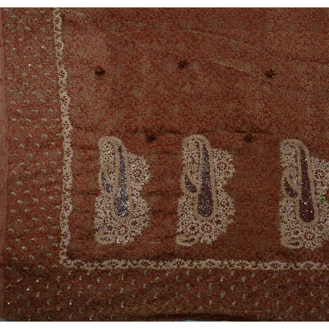 Antique Vintage Indian Saree Tissue Hand Embroidery Woven Fabric Sari Zardozi
