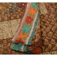 Load image into Gallery viewer, Vintage Indian Saree 100% Pure Georgette Silk Hand Embroidered Craft Fabric Sari
