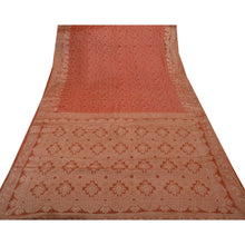 Load image into Gallery viewer, Antique Vintage Indian Saree 100% Pure Silk Woven Embroidered Peach Fabric Sari
