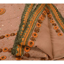Load image into Gallery viewer, Antique Vintage Saree 100% Pure Georgette Silk Hand Beaded Fabric Sari Sequins
