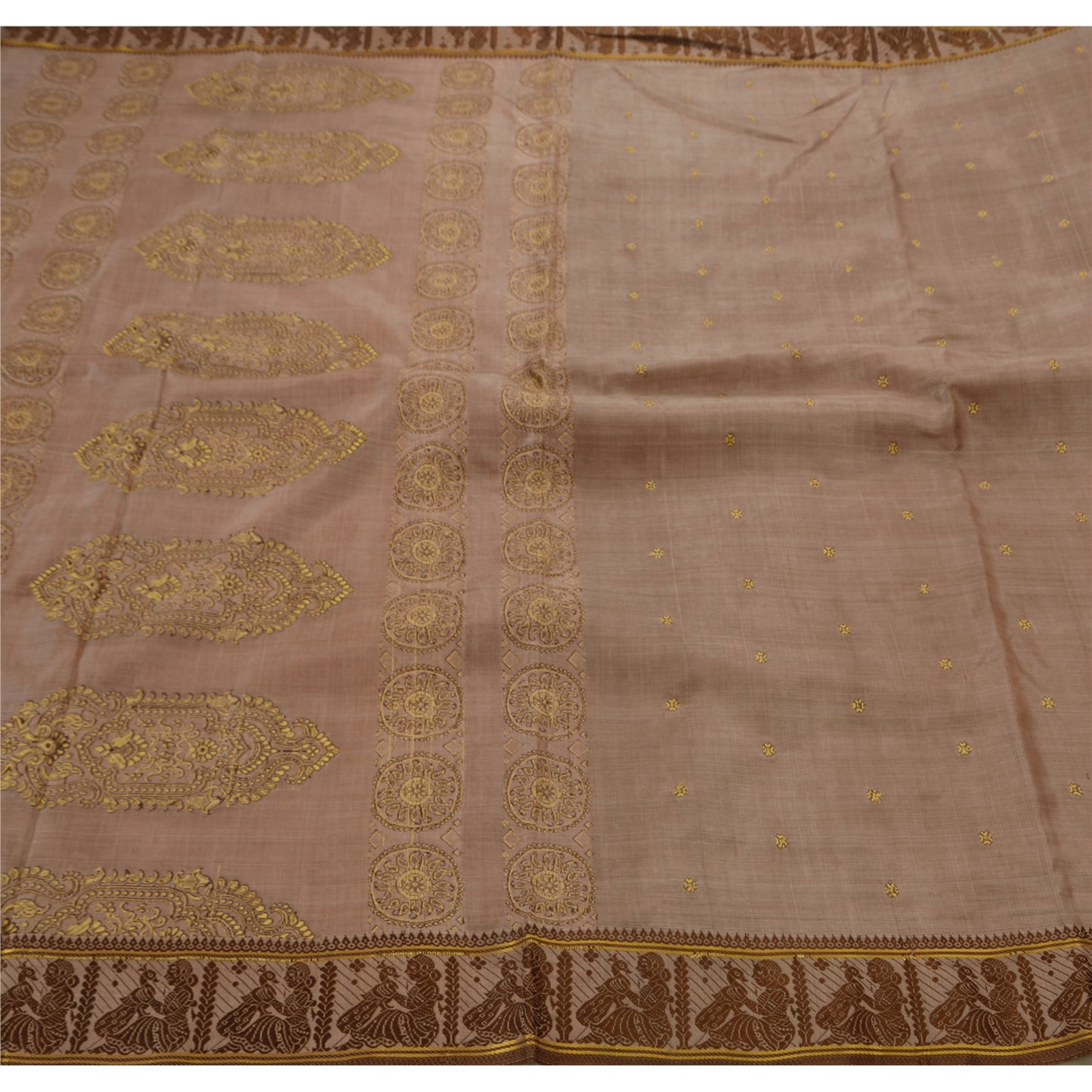 Sanskriti Vintage Indian Saree Silk Blend Woven Craft Sustainable Fabric Premium Sari