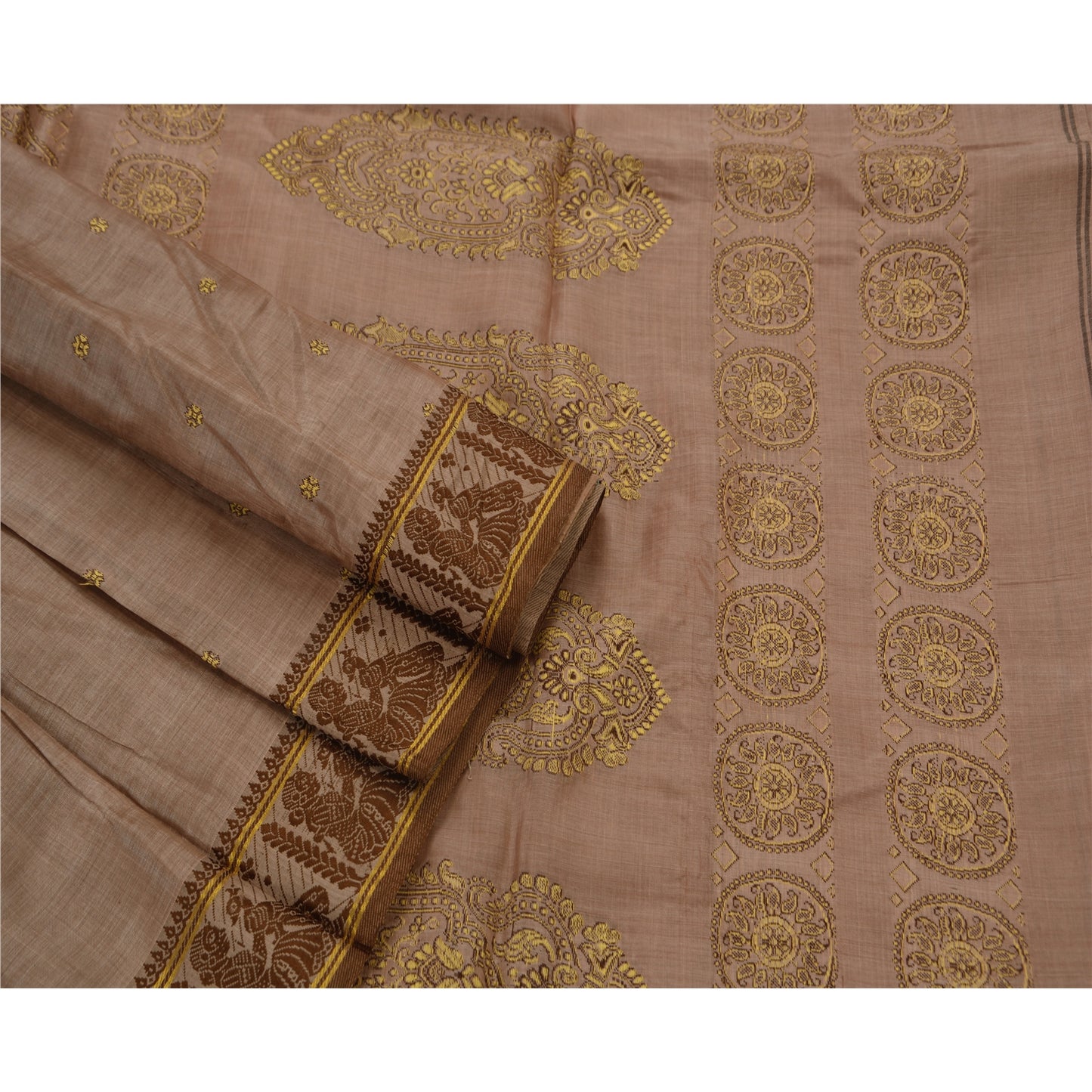 Sanskriti Vintage Indian Saree Silk Blend Woven Craft Sustainable Fabric Premium Sari