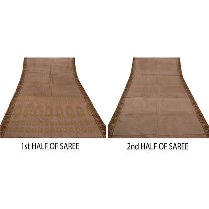 Sanskriti Vintage Indian Saree Silk Blend Woven Craft Sustainable Fabric Premium Sari