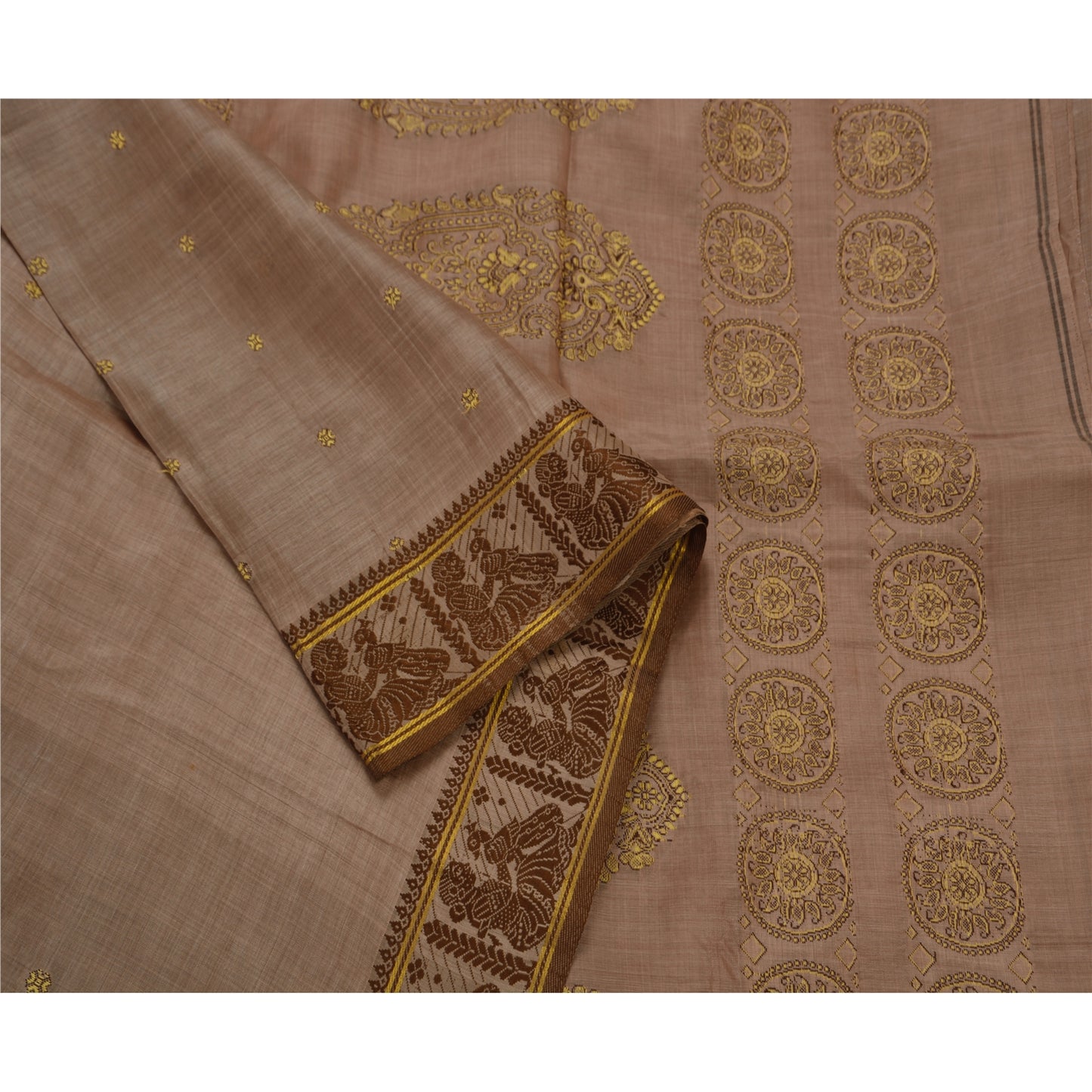 Sanskriti Vintage Indian Saree Silk Blend Woven Craft Sustainable Fabric Premium Sari