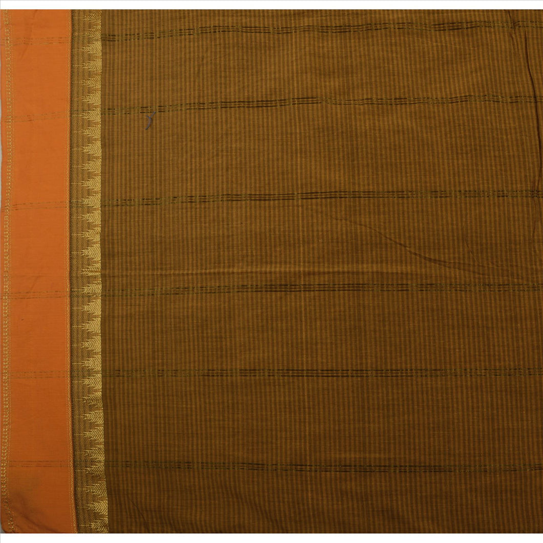 Sanskriti Vintage Indian Saree Art Silk Brown Woven Craft Fabric Sari