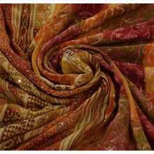 Load image into Gallery viewer, Vintage Saree 100% Pure Crepe Silk Hand Beaded Craft Fabric Sari Sequins Gota
