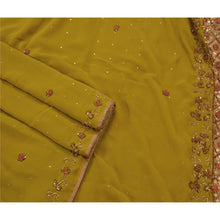 Load image into Gallery viewer, Sanskriti Vintage Green Saree Georgette Hand Beaded Green Fabric Premium Cultural Sari
