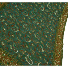 Load image into Gallery viewer, Sanskriti Vintage Indian Green Saree Georgette Embroidery Fabric Sari Sequins Paisley
