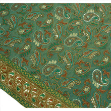 Load image into Gallery viewer, Sanskriti Vintage Indian Green Saree Georgette Embroidery Fabric Sari Sequins Paisley
