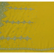 Load image into Gallery viewer, Sanskriti Vintage Indian Green Saree Georgette Hand Beaded Craft Fabric Sari Zari

