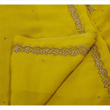 Load image into Gallery viewer, Sanskriti Vintage Indian Green Saree Georgette Hand Beaded Craft Fabric Sari Zari
