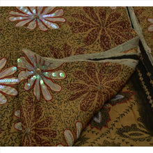 Load image into Gallery viewer, Vintage Indian Saree Georgette Hand Beaded Green Fabric Craft  Sari Sequins
