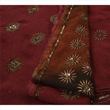 Load image into Gallery viewer, Antique Vintage Indian Saree Georgette Hand Embroidery Brown Fabric Sari Sequins
