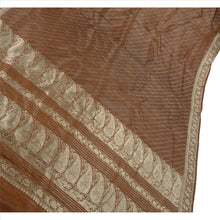 Load image into Gallery viewer, Sanskriti Vintage Indian Saree Satin Woven Brocade Brown Fabric Cultural Sari
