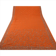 Load image into Gallery viewer, Sanskriti Vintage Saree Georgette Hand Breaded Orange Fabric Ethnic 5 Yard Sari
