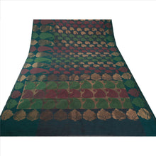 Load image into Gallery viewer, Sanskriti Vintage Indian Saree Art Silk Green Woven Craft Fabric Sari Paisley
