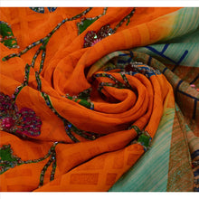 Load image into Gallery viewer, Vintage Indian Saree 100% Pure Crepe Silk Hand Beaded Fabric Craft Sari Sequins
