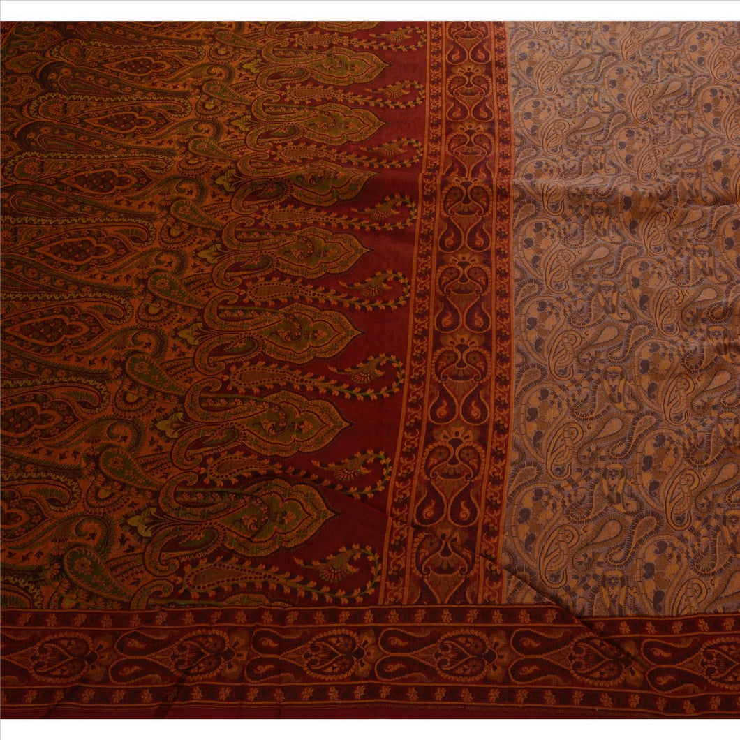 Sanskriti Vintage Indian Saree 100% Pure Organza Silk Woven Purple Fabric Cultural Sari