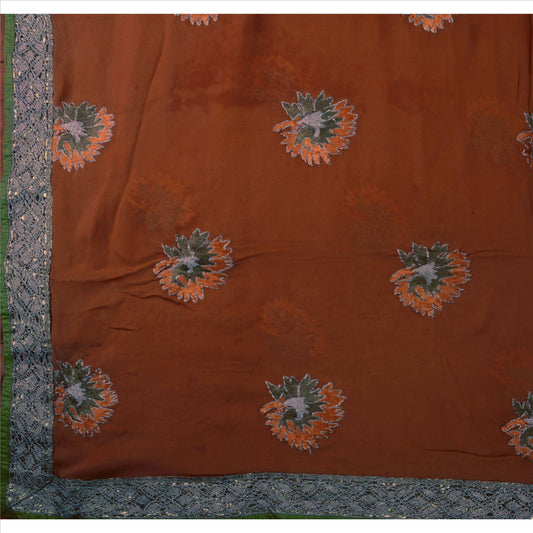Sanskriti Vintage Indian Saree 100% Pure Silk Hand Embroidery Sustainable Fabric Sari Zari
