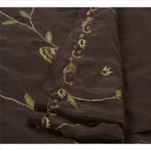 Load image into Gallery viewer, Antique Vintage Indian Saree Art Silk Hand Embroidery Brown Fabric Zari Sari
