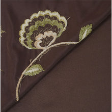 Load image into Gallery viewer, Antique Vintage Indian Saree Art Silk Hand Embroidery Brown Fabric Zari Sari
