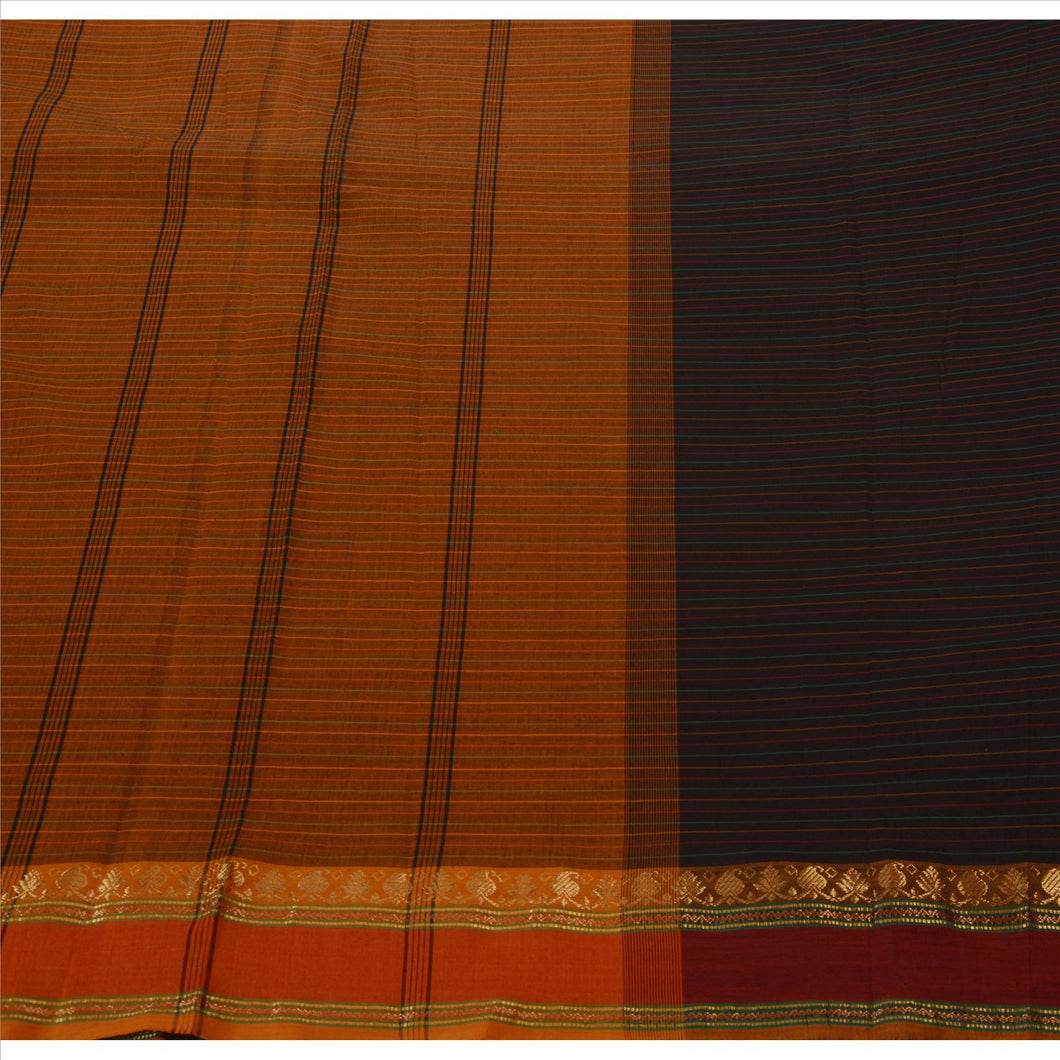 Sanskriti Vintage Indian Saree Art Silk Woven Black Craft Fabric Sari