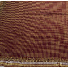 Load image into Gallery viewer, Antique Vintage Saree Blend Georgette Hand Embroidery Brown Woven Fabric Sari
