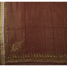 Load image into Gallery viewer, Antique Vintage Saree Blend Georgette Hand Embroidery Brown Woven Fabric Sari

