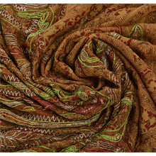 Load image into Gallery viewer, Vintage Indian Saree 100% Pure Chiffon Silk Hand Beaded Craft Fabric Green Sari
