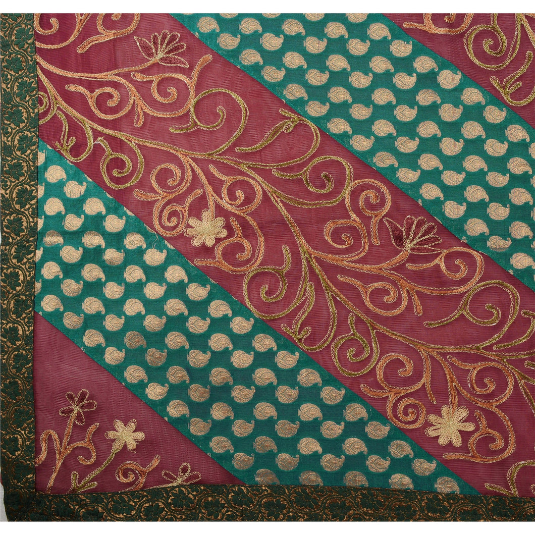 Sanskriti Vintage Indian Saree Art Silk Hand Embroidered Woven Fabric Zari Sari