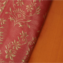 Load image into Gallery viewer, Sanskriti Vintage Indian Saree Art Silk Woven Craft Fabric Orange Floral Sari
