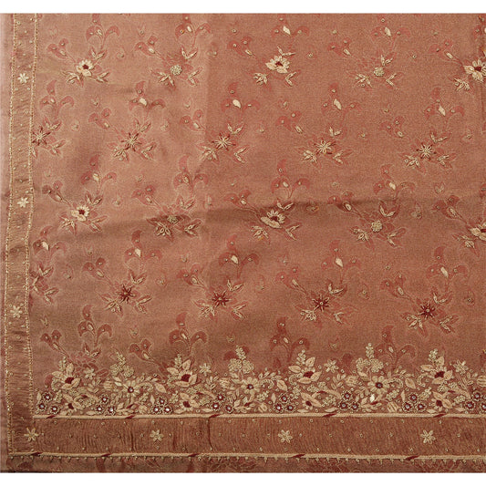 Sanskriti Vintage Antique Indian Saree Tissue Hand Embroidery Woven Sustainable Fabric Sari