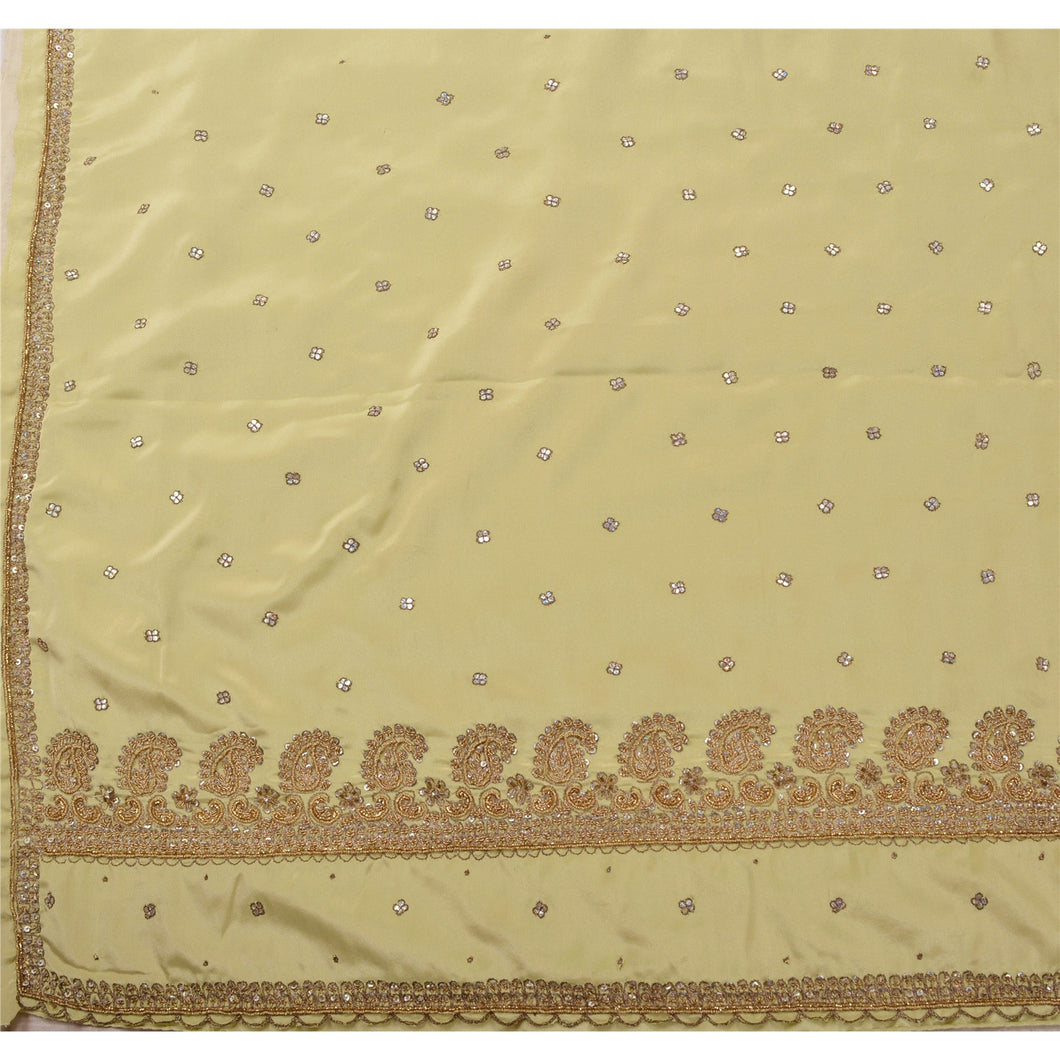 Sanskriti Vintage Indian Saree Art Silk Hand Beaded Green Fabric Cultural Sari