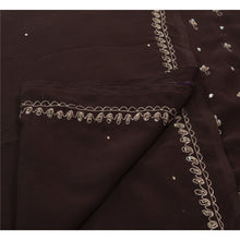 Load image into Gallery viewer, Sanskriti Vintage Indian Brown Saree Georgette Hand Beaded Fabric Zari Cultural Sari
