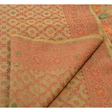 Load image into Gallery viewer, Sanskriti Vintage Indian Saree Silk Blend Woven Cream Craft Fabric Floral Sari
