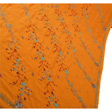 Load image into Gallery viewer, Sanskriti Vintage Indian Saree Georgette Hand Beaded Orange Fabric Sequins Sari
