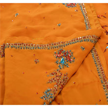 Load image into Gallery viewer, Sanskriti Vintage Indian Saree Georgette Hand Beaded Orange Fabric Sequins Sari
