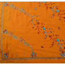 Load image into Gallery viewer, Sanskriti Vintage Indian Saree Georgette Hand Beaded Orange Fabric Sequins Sari
