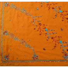 Load image into Gallery viewer, Sanskriti Vintage Indian Saree Georgette Hand Beaded Orange Fabric Sequins Sari
