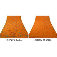 Load image into Gallery viewer, Sanskriti Vintage Indian Saree Georgette Hand Beaded Orange Fabric Sequins Sari
