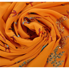Load image into Gallery viewer, Sanskriti Vintage Indian Saree Georgette Hand Beaded Orange Fabric Sequins Sari
