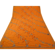 Load image into Gallery viewer, Sanskriti Vintage Indian Saree Georgette Hand Beaded Orange Fabric Sequins Sari
