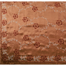 Load image into Gallery viewer, Sanskriti Vintage Indian Saree Satin Silk Embroidered Fabric Brown Floral Sari
