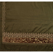 Load image into Gallery viewer, Sanskriti Vintage Indian Saree Satin Silk Hand Beaded Green Craft Fabric Zari Sari
